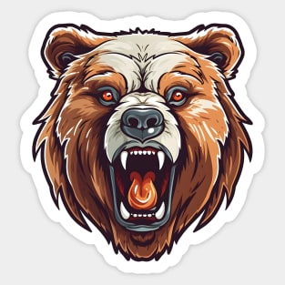 Angry grizzly bear head, ferocious predator Sticker
